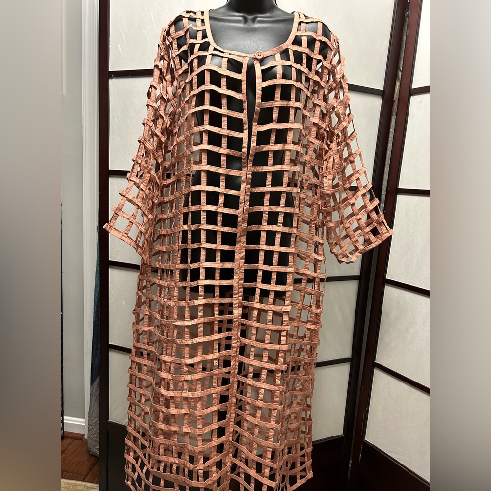 Nude lattice style tunic, long sleeve one size fits most